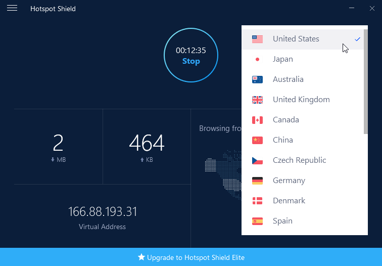 Hotspot Shield Interface